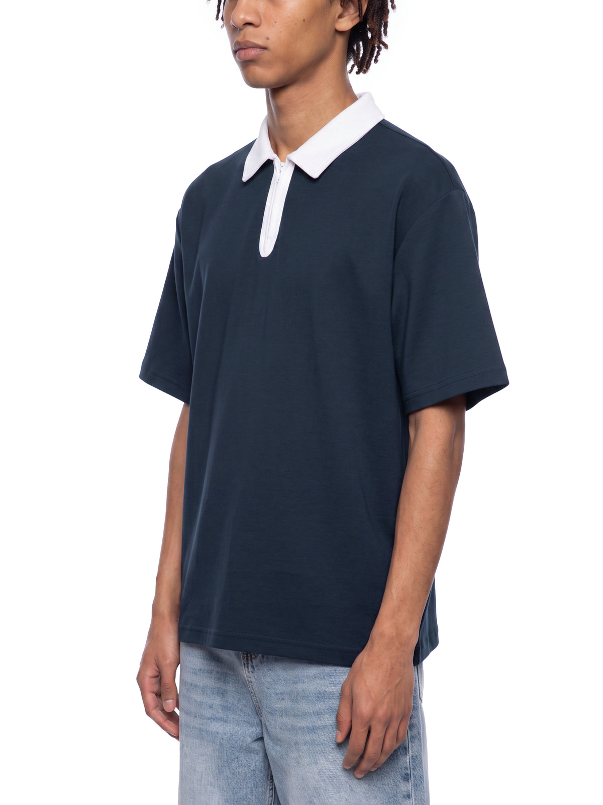 Contrast Quarter-Zip Polo