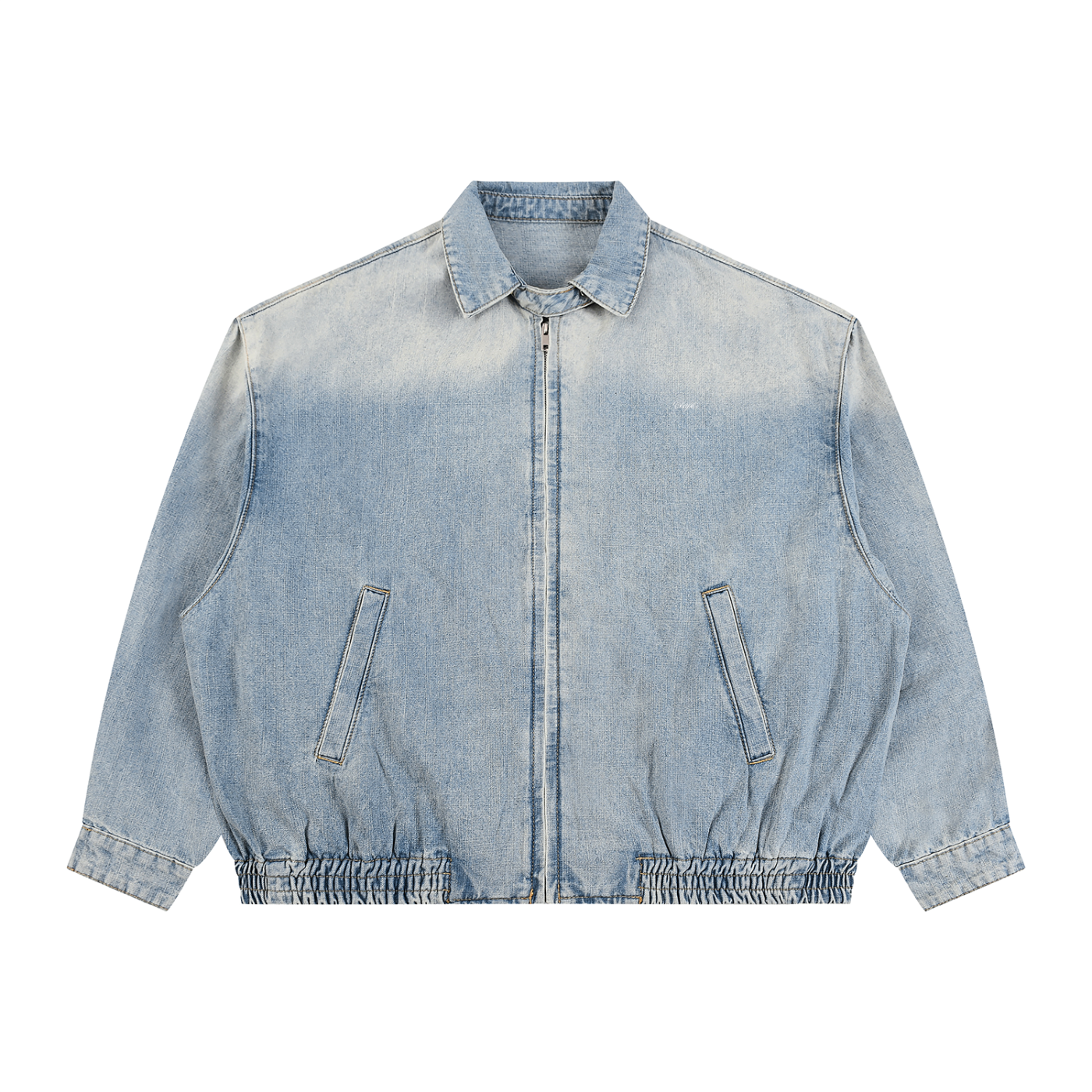 Vintage Wash Full-Zip Denim Jacket