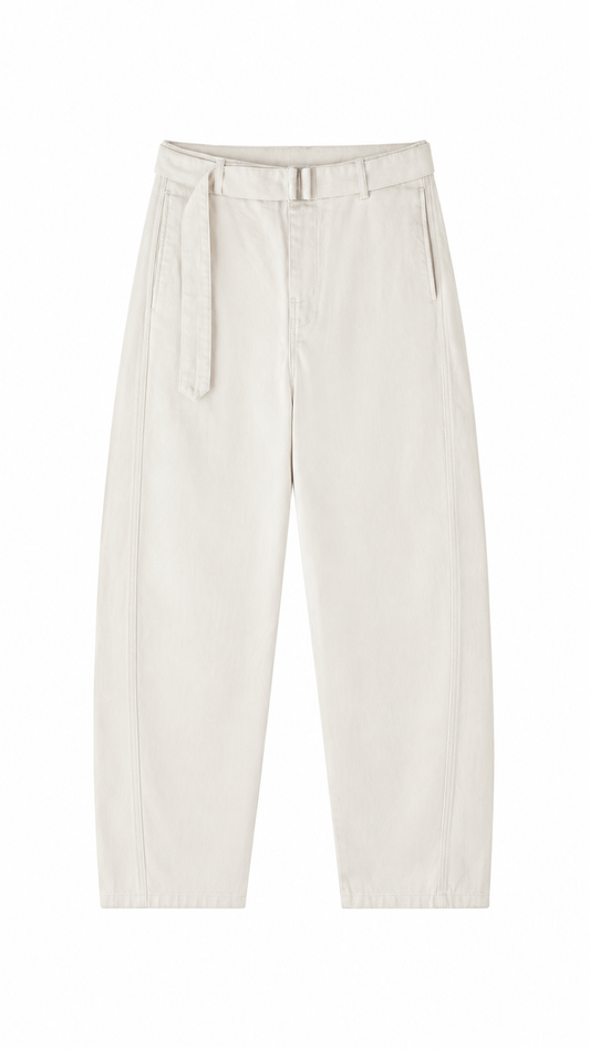 Belted Barrel-leg Chino Pants