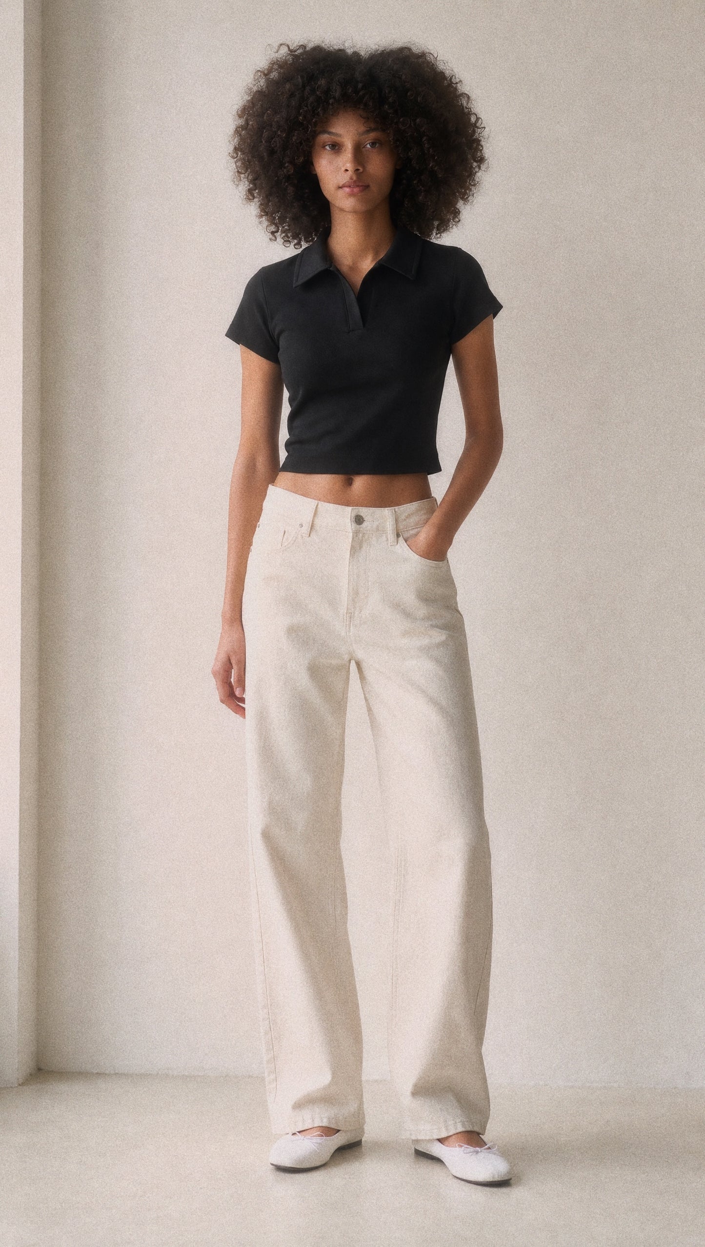 V-Neck Crop Top Polo