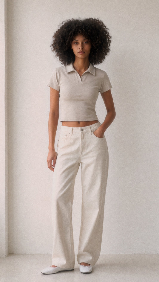 V-Neck Crop Top Polo