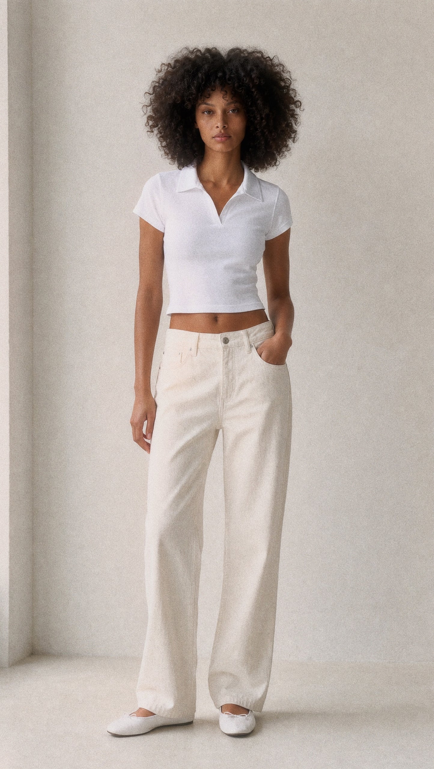 V-Neck Crop Top Polo