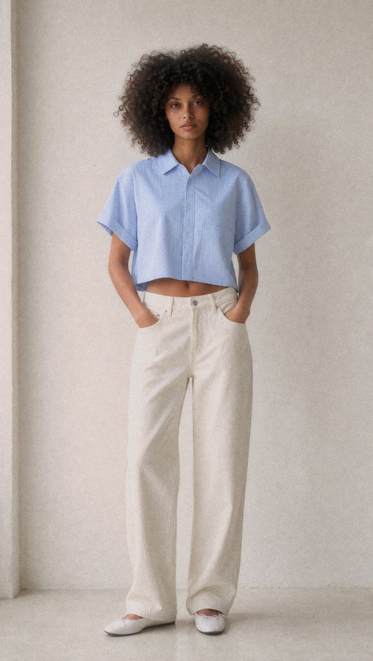Essential Women’s Striped Cropped Shirt