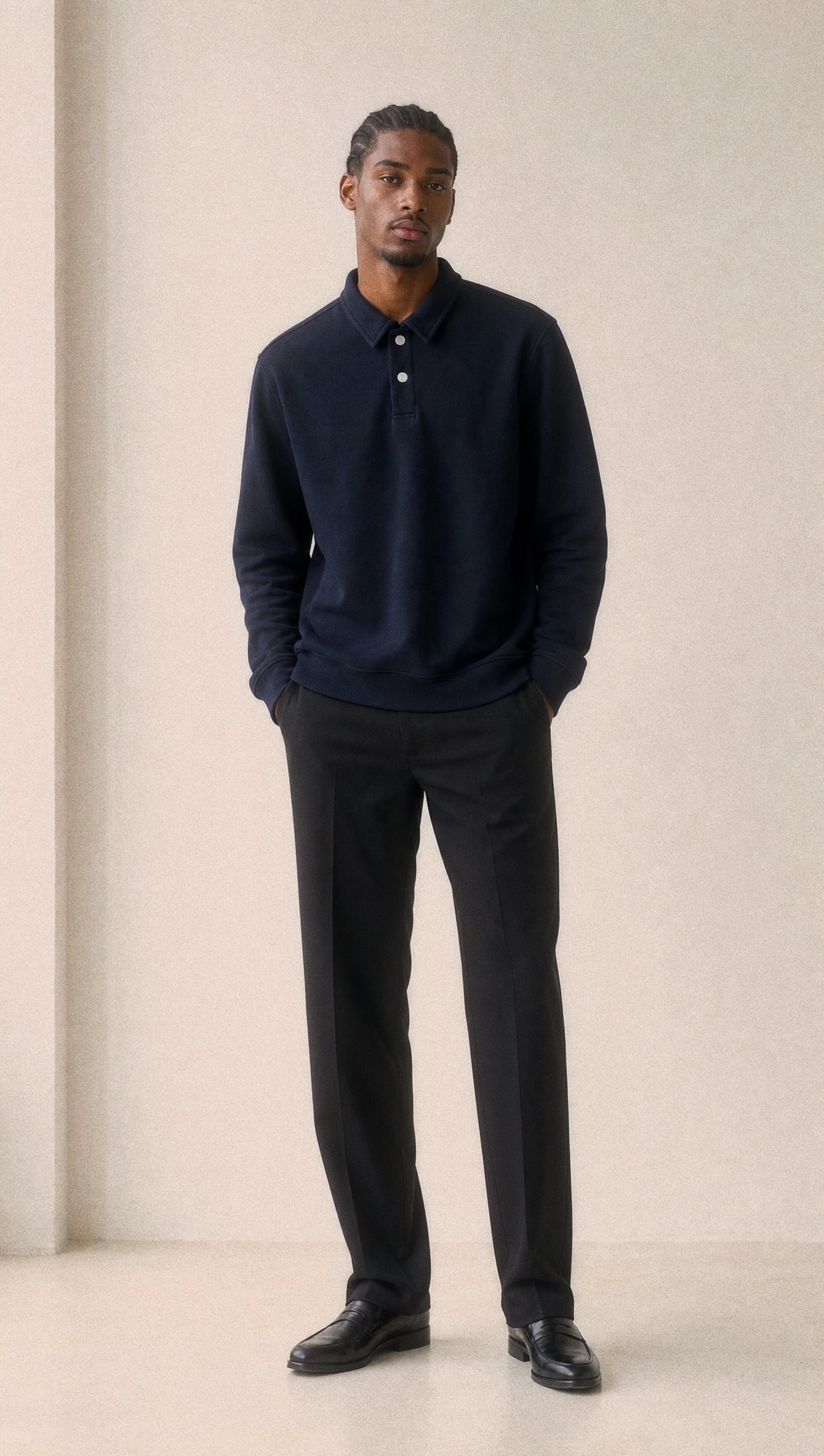 Collared long sleeve polo