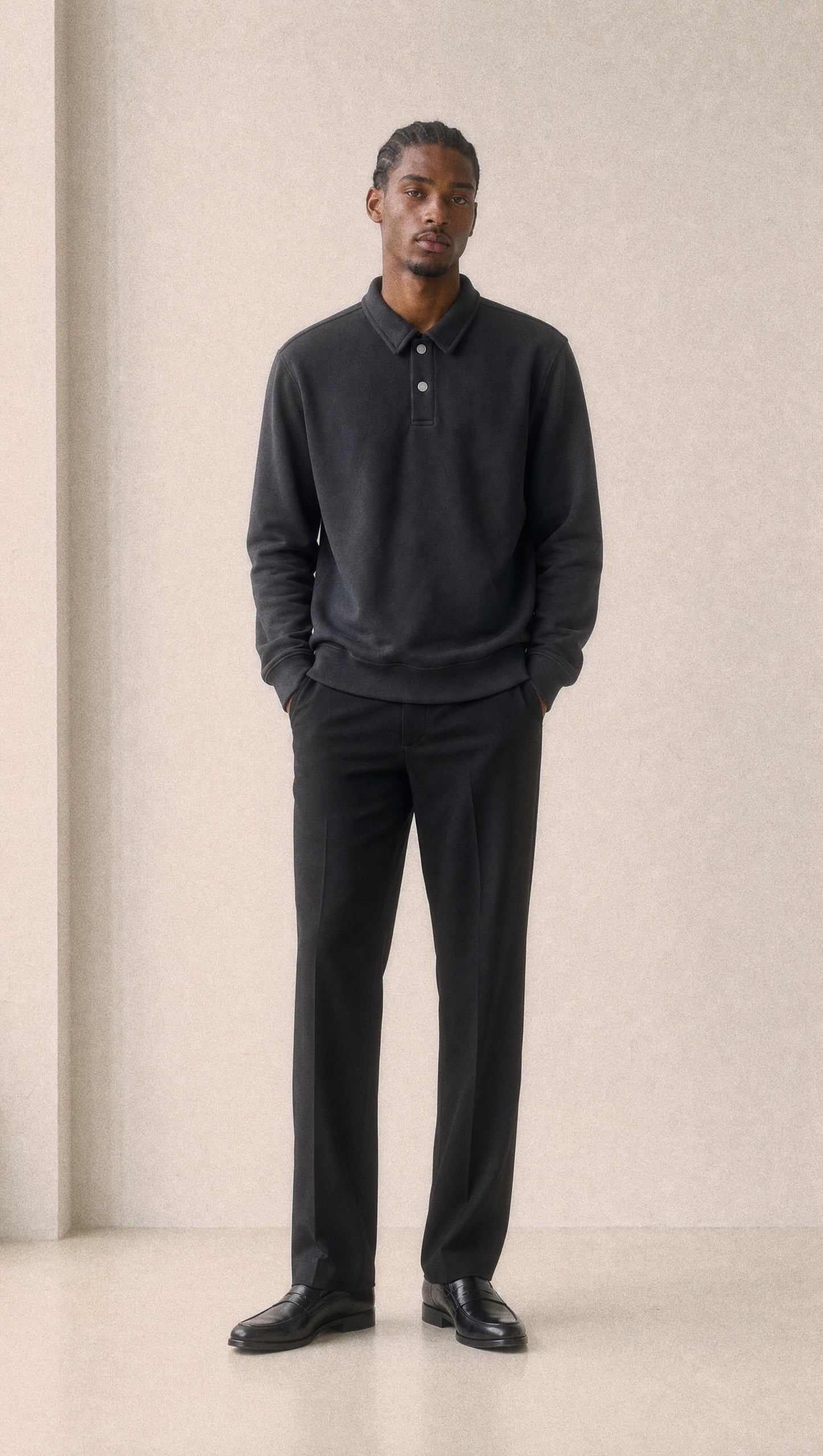 Collared long sleeve polo