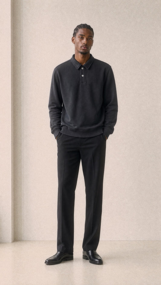 Collared long sleeve polo