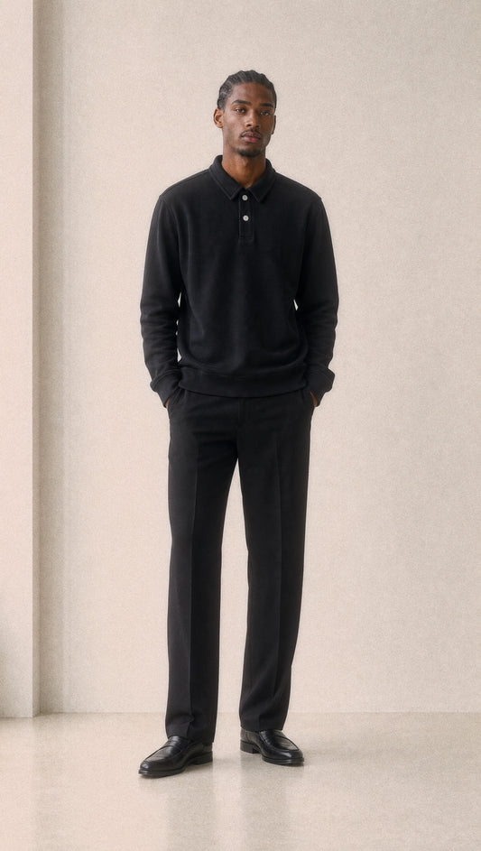 Collared long sleeve polo
