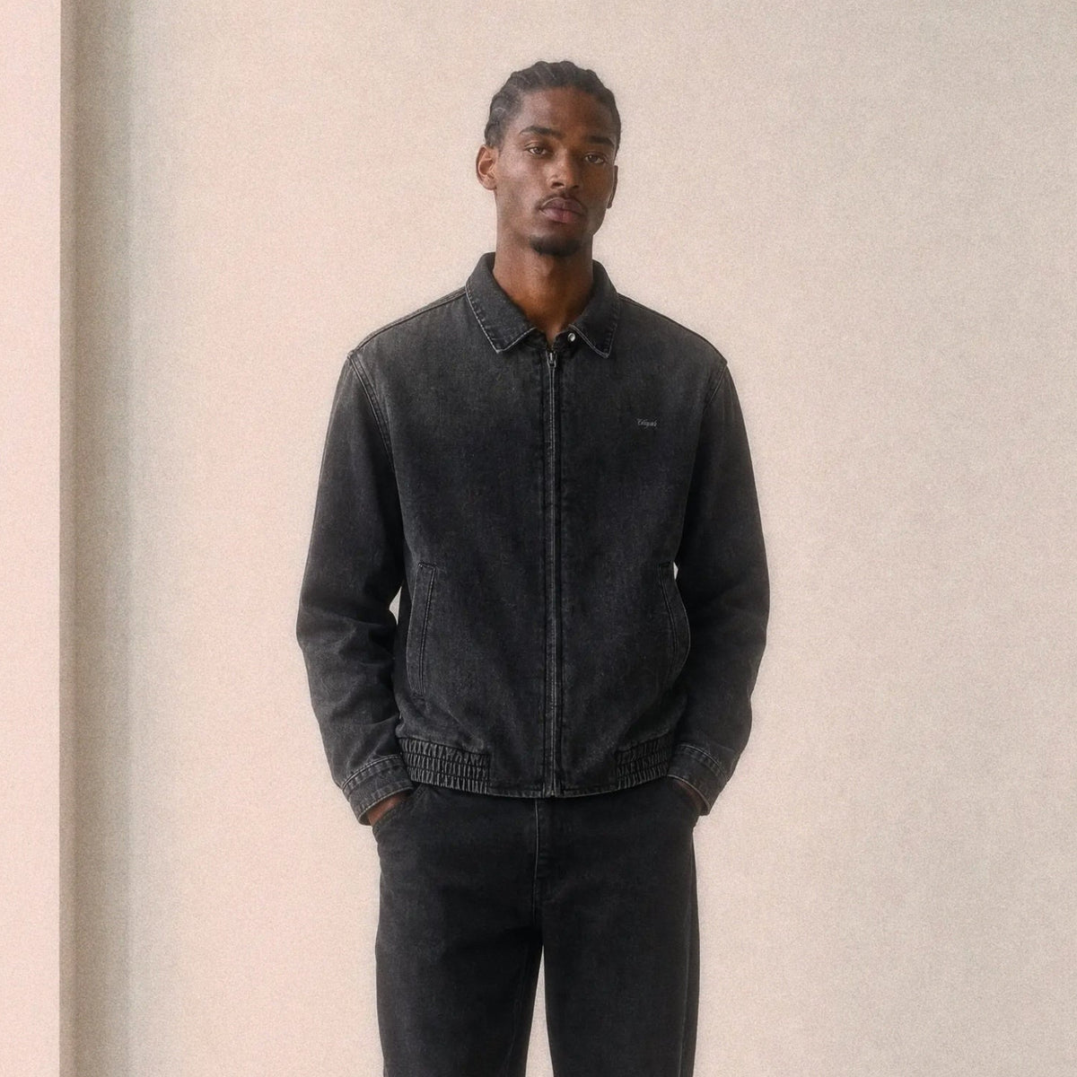 Vintage Wash Full-Zip Denim Jacket