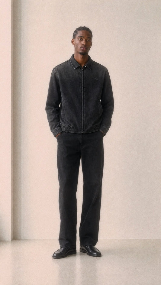 Vintage Wash Full-Zip Denim Jacket