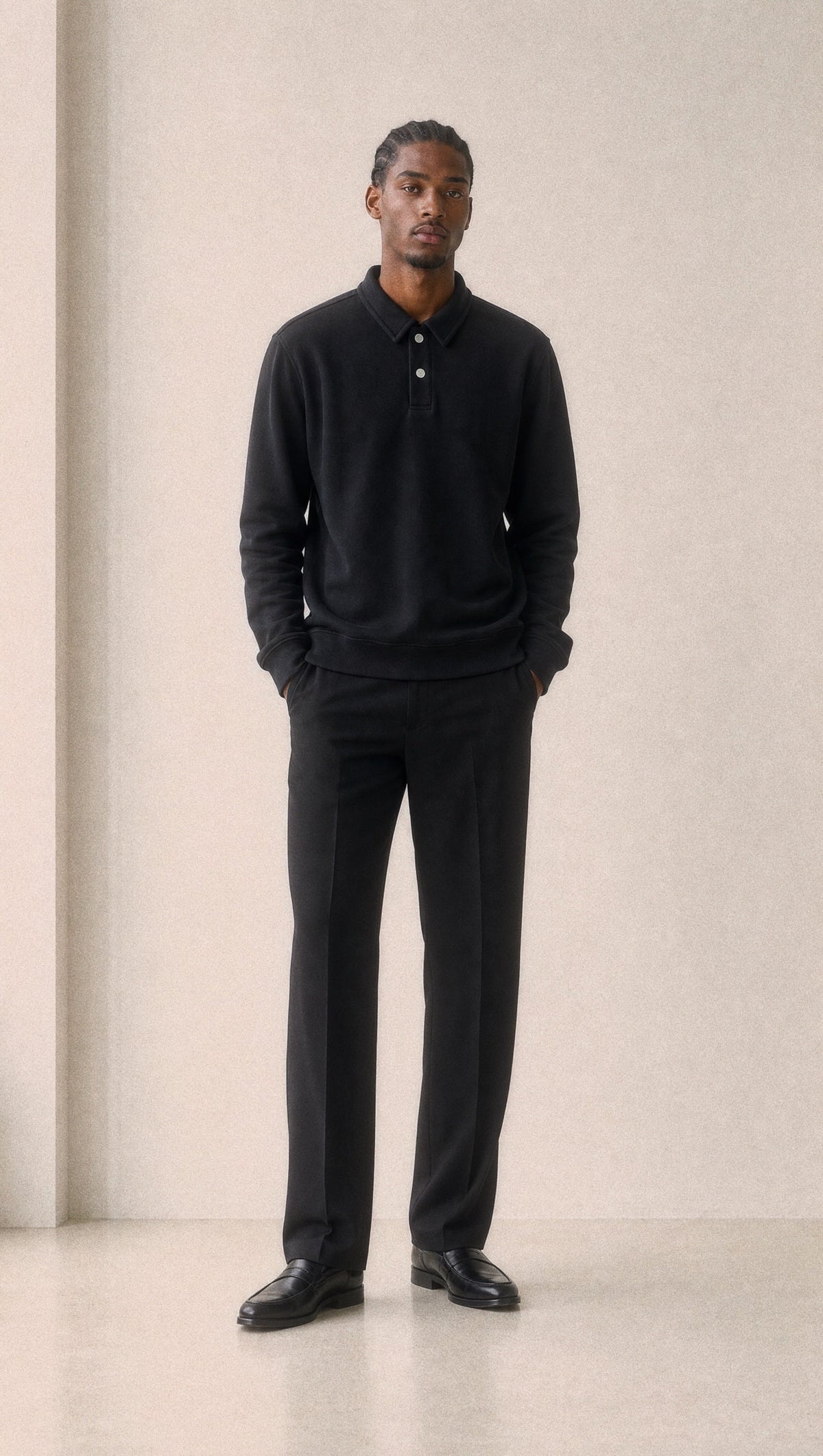 Collared long sleeve polo