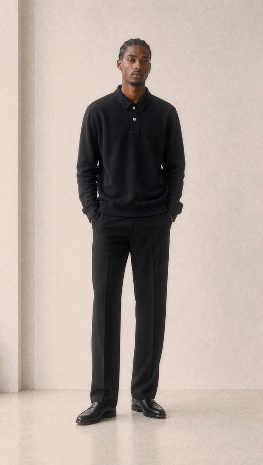 Collared long sleeve polo