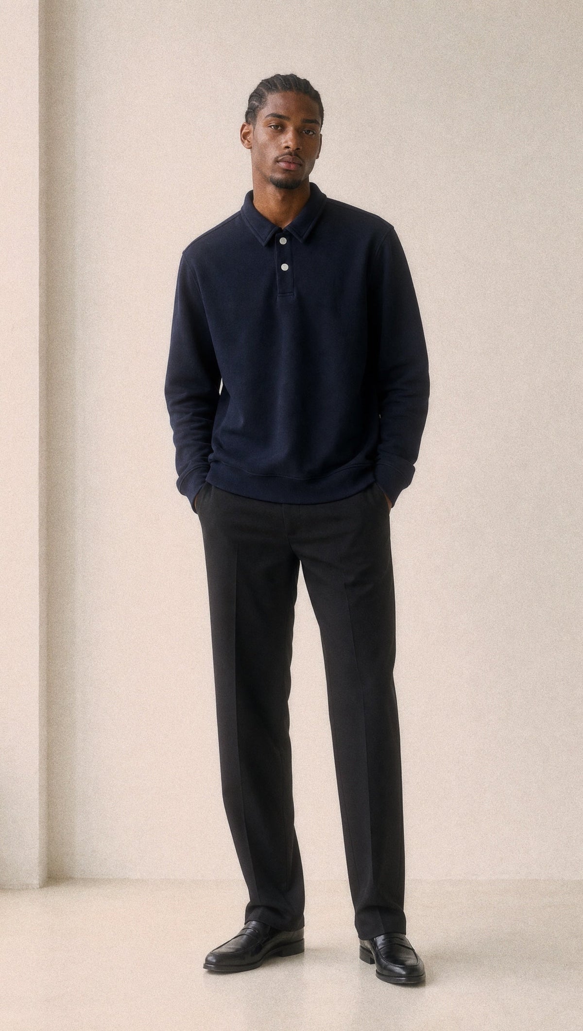 Collared long sleeve polo