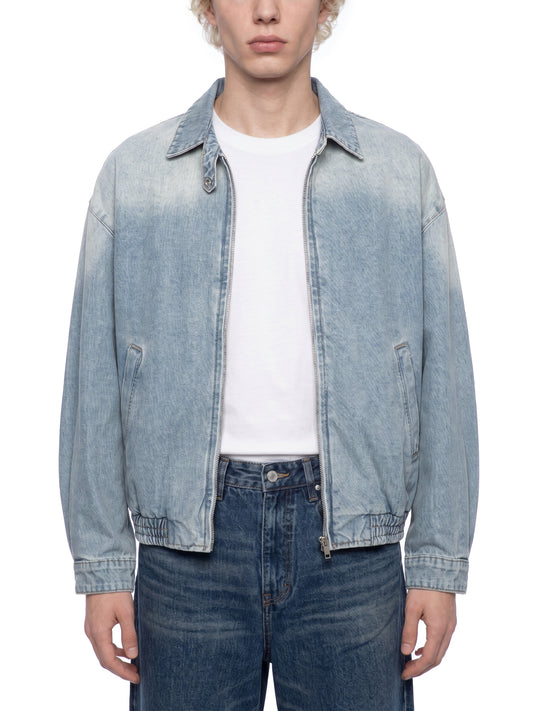 Vintage Wash Full-Zip Denim Jacket