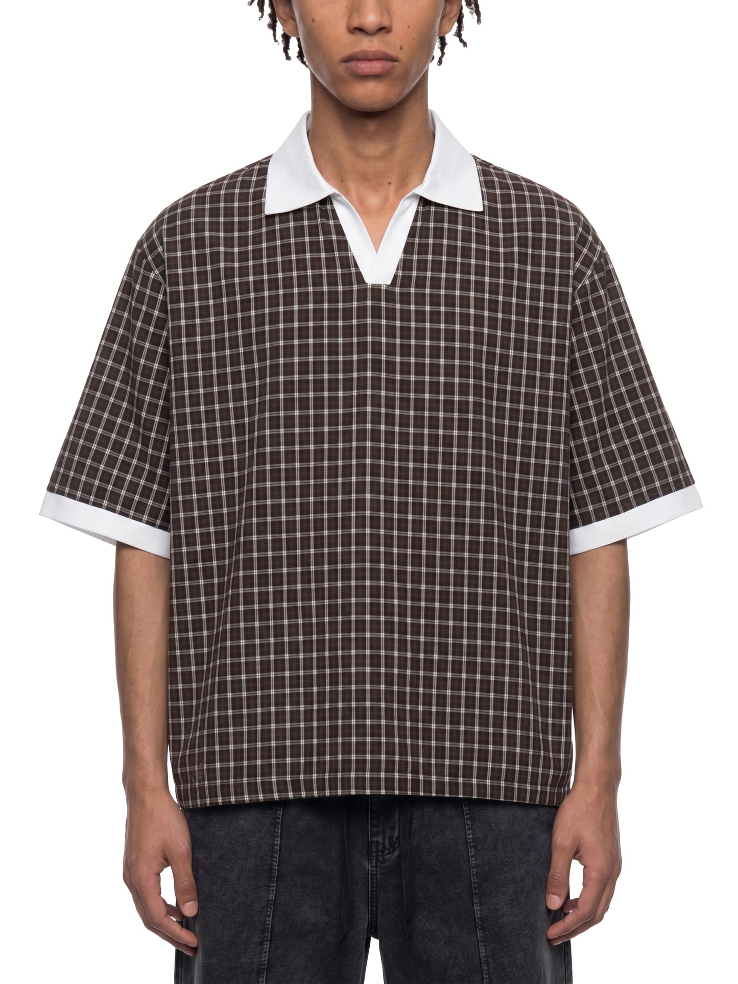 Plaid Color Block Polo