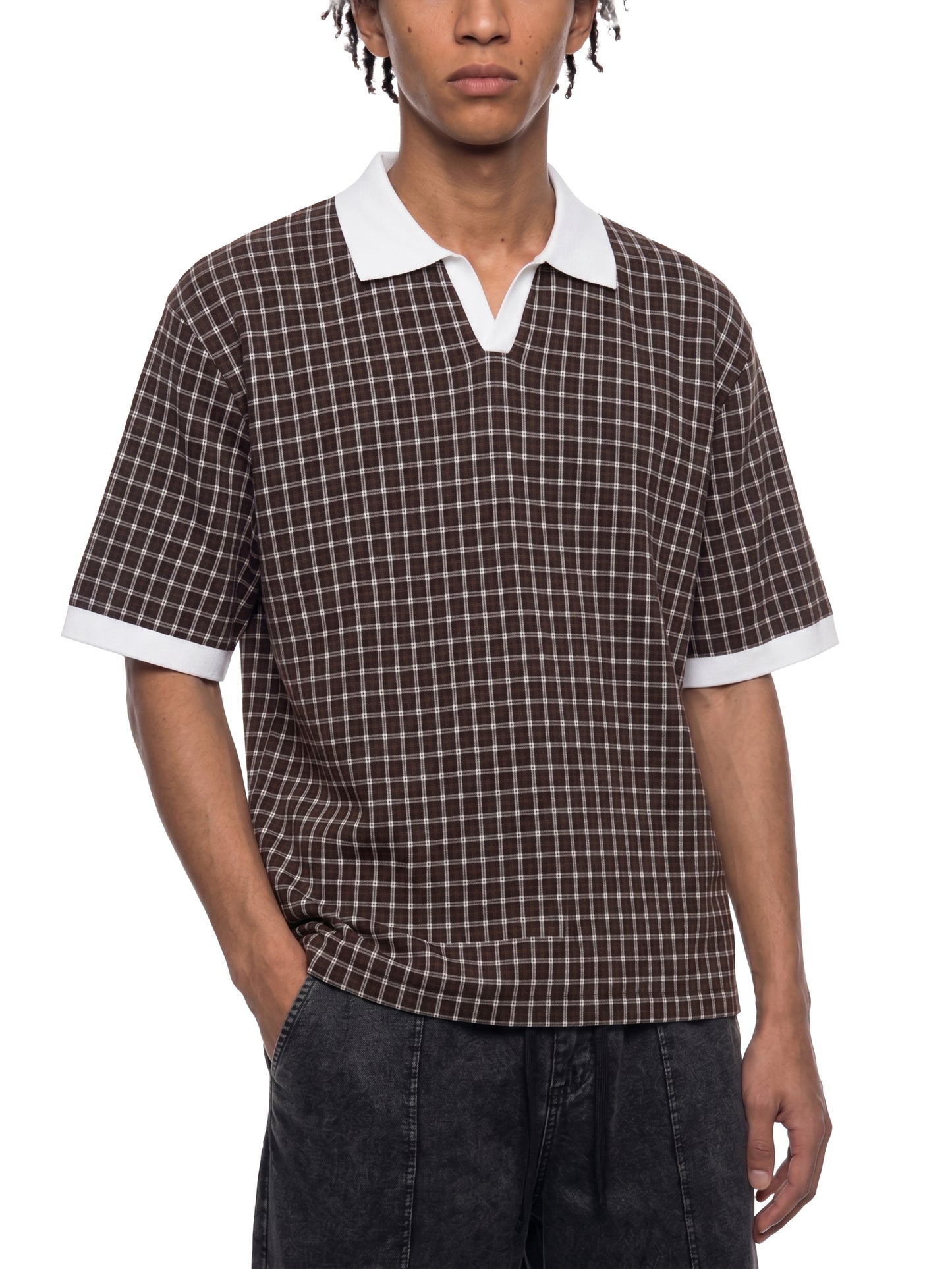 Plaid Color Block Polo
