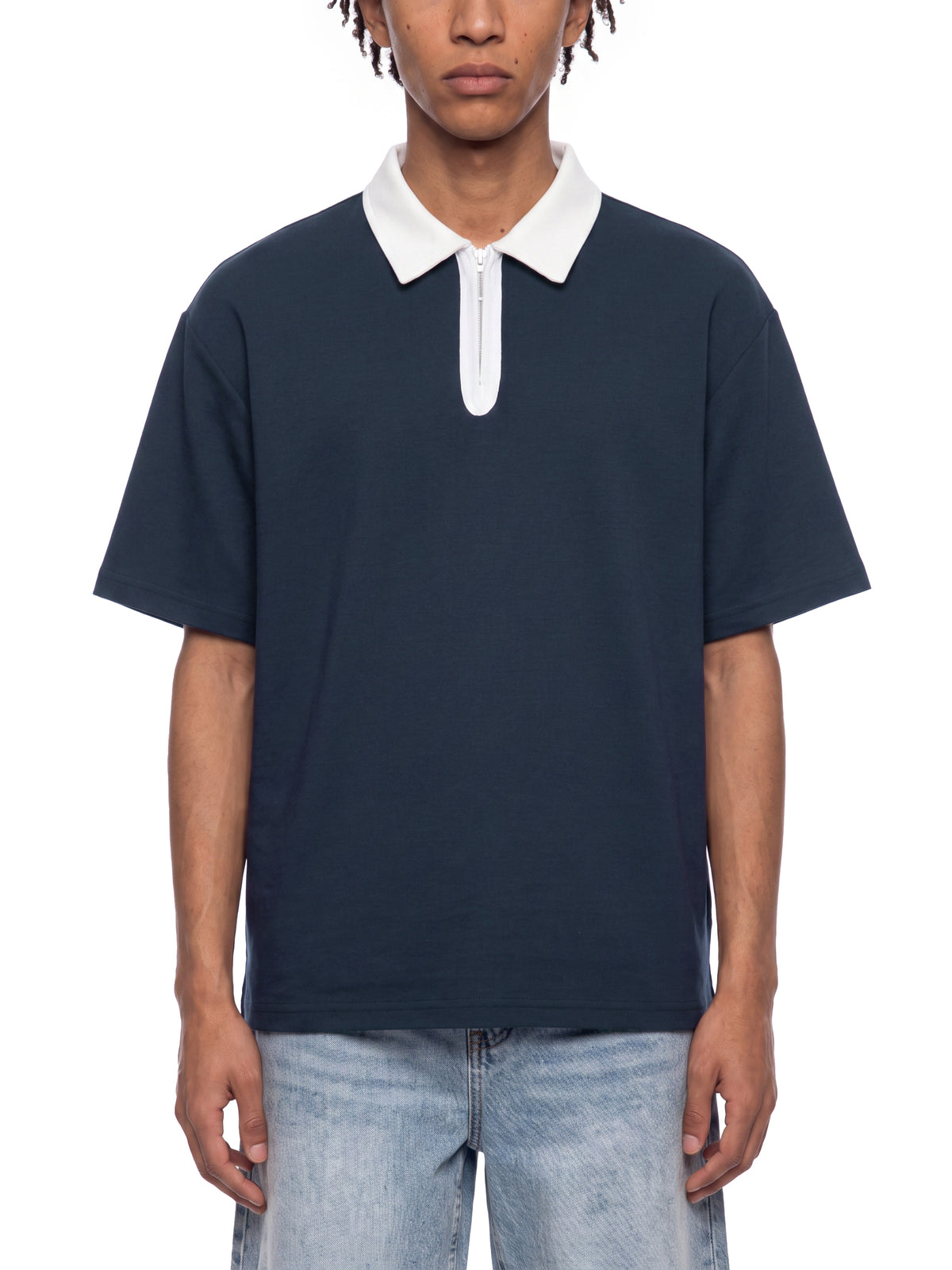 Contrast Quarter-Zip Polo