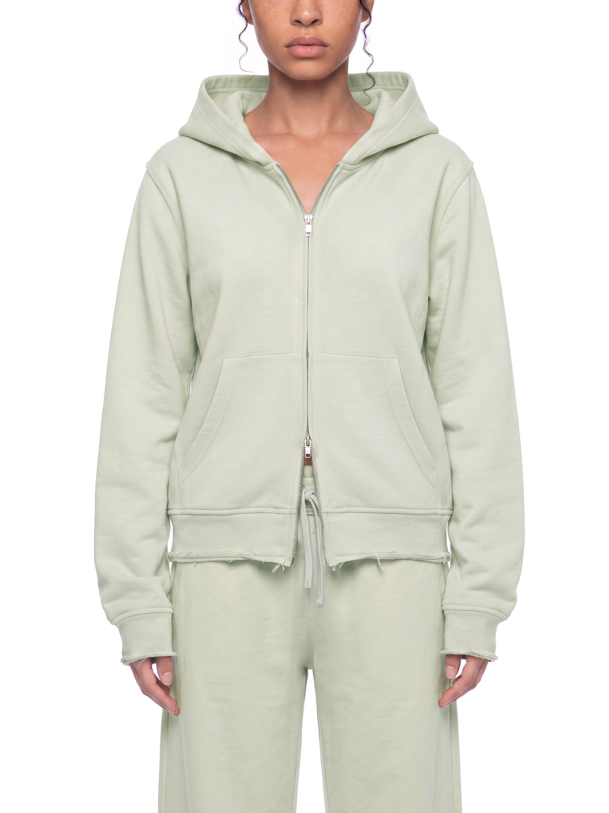 Essential Womens Raw Edge Zip Hoodie